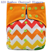 Load image into Gallery viewer, Newborn Cloth Diaper Sewed in Charcoal Bamboo Insert and Suede Pocket Diapers Waterproof Baby Nappies Design for Baby