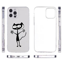 Load image into Gallery viewer, Cute Cartoons Black Cat Transparent Phone Cover For Iphone 14 14promax 14plus 13promax 13 12 11 Shockproof Clear Phone Case Adorable Soft Girls Print Cat Design Clear Cute Flexible Silicone Phone Case