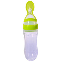 Load image into Gallery viewer, Silicone Baby Bottle With Spoon Food Supplement Bottles Squeeze Spoon Milk Feeding Bottle Cup For Baby and Kids