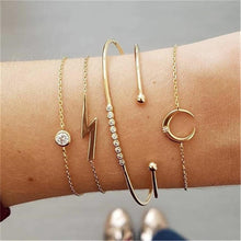 Load image into Gallery viewer, Fashion Bohemia Leaf Round Knot Cuff Bangle Gold Chain Charm Bracelet for Women Simple Geometric Bracelets Luxury Jewelry