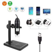 Load image into Gallery viewer, Professional USB Digital Microscope 1000X 1600X 8 LEDs 2MP Electronic Microscope Endoscope Zoom Camera Magnifier+ Lift Stand