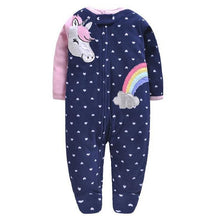 Load image into Gallery viewer, Modern Cartoon Unicorn Baby Girl Jumpsuit Footies Romper For Newborn Boy and Girls In Trend Design