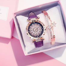 Load image into Gallery viewer, Women Elegant Popular Watch Set Starry Sky Ladies Bracelet Watch Casual Leather Sports Quartz Wristwatch For Women and Girls