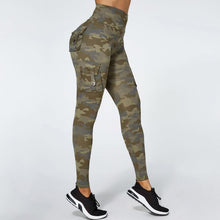 Load image into Gallery viewer, Camouflage Yoga Pants With Pockets Women Fitness Leggings Workout Sports Pocket Women Green Leggings Slim Skinny Gym Leggings Pants Push Up Elastic Slim Pants For Autumn And Winter