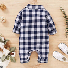 Load image into Gallery viewer, Spring Autumn Newborn Cotton Casual classic Plaid Collar Jumpsuit for Baby Boys / Girls In Elegant Retro Modern Style