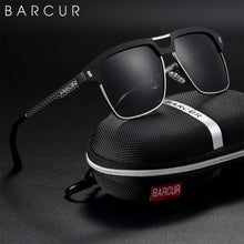 Load image into Gallery viewer, BARCUR Polarized Men’s Sunglasses – Fashionable Square Stainless Steel Frame UV400 Protection Anti-Reflective Outdoor Sports & Driving Eyewear – Original Design Casual Style with Premium Polycarbonate Lenses