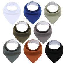 Load image into Gallery viewer, 8PCS/SET Comfortable Colorful 100% Organic Cotton Adjustable Snaps Bandana Saliva Bibs For Baby Boys & Girls Kids