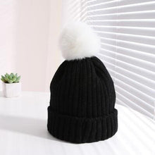Load image into Gallery viewer, Winter Warm Baby Hat Fur Pompom Knitted Baby Hat Cap Infant Toddler Kids Hat Beanie In Modern Designer Style