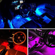 Load image into Gallery viewer, Interior Car Lights LED Car Strip Lights with Two-Line Waterproof Design RGB LED Strip Light With USB Wireless Remote Music Control Multiple Modes and Music Sync Under Dash Car Lighting with Car Charger, DC 12V
