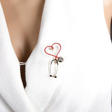 Load image into Gallery viewer, Blucome Copper Love Heart Stethoscope Brooches For Women Men Doctor Nurse Medical Brooch Collar Clip Badge Pins Christmas Gift