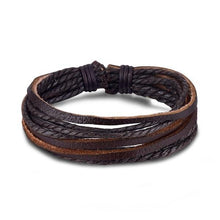 Load image into Gallery viewer, Vintage Black Bead Bracelets For Men Fashion Hollow Triangle Leather Bracelet & Bangles Multilayer Wide Wrap Jewelry For Men and Women