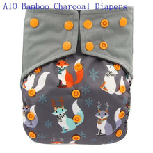 Load image into Gallery viewer, Newborn Cloth Diaper Sewed in Charcoal Bamboo Insert and Suede Pocket Diapers Waterproof Baby Nappies Design for Baby
