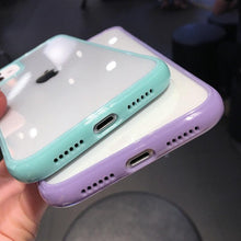 Load image into Gallery viewer, Transparent Shockproof Bumper Phone Case For iPhone 11 12 13 14 Pro Max Mini Cute Candy Color Hard Cover Luxurious Translucent Case for iPhone