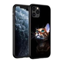Load image into Gallery viewer, Black Big Eye Cat Cover Phone Case For iPhone 14 13 12 11 Pro Max Mini XS Max X XR Silicone Black Anti-Fingerprint Anti-Fall Clear Soft Anti-Yellow Cover Silicone Case