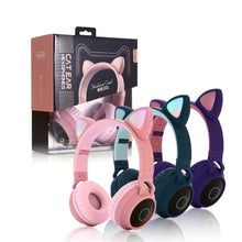 Load image into Gallery viewer, KIds Luxury Interesting Stevvex Portable Headset Wireless Bluetooth folding Headphones Headset Audio Adjustable Game Earphones With Microphone For PC phone (Pink)