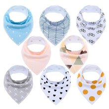 Load image into Gallery viewer, 8PCS/SET Pack Baby Bandana Organic Absorbent Soft Cotton Drool Bibsfor Teething And Feeding Bib For Baby and Kids Feeding