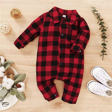 Load image into Gallery viewer, Spring Autumn Newborn Cotton Casual classic Plaid Collar Jumpsuit for Baby Boys / Girls In Elegant Retro Modern Style