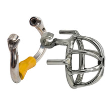 Load image into Gallery viewer, Happygo Stainless Steel Chastity Device with Urethral Catheter and Anti-Shedding Ring,Cock Cage,Penis Ring,S055-2