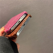 Load image into Gallery viewer, Genuine Leather Case for iPhone 13 Pro Classic Pattern Real Leather Full Coverage High-end Luxury Glossy Leather Couple Soft Case For iPhone 14 11 12 13 Pro Max 7 8 Plus 2 iPhone Cover