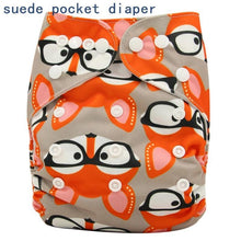 Load image into Gallery viewer, Newborn Cloth Diaper Sewed in Charcoal Bamboo Insert and Suede Pocket Diapers Waterproof Baby Nappies Design for Baby