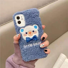 Load image into Gallery viewer, Cute Brown Bear Plush Phone Case For Iphone 14 11 12 13 Pro Max 7 8 X XS Max XR SE2 Autumn And Winter Shockproof Full Case Cover Cute Bear Animal Winter Warm Plush Fabric Phone Case