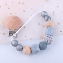 Load image into Gallery viewer, Modern Handmade Chain Wooden Holder For Pacifier Clips Leash Strap Nipple Holder For Infant Feeding For Baby