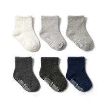 Load image into Gallery viewer, 6 Pairs Cotton Baby 's Non-slip Boat Low Cut Floor Socks With Rubber Grips For Boys & Girls Sock