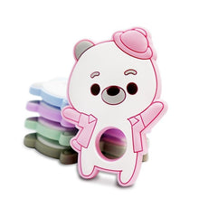 Load image into Gallery viewer, Silicone Bear Baby Teethers Silicone Beads Baby Pacifier Clips Teething Toys Clip Nipple Clasps For Baby Boys And Girls