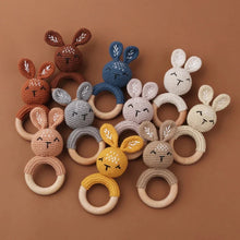 Load image into Gallery viewer, BPA Free Baby Wooden Teether Crochet Rattle Toy for Newborns