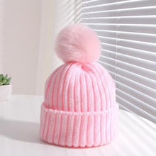 Load image into Gallery viewer, Winter Warm Baby Hat Fur Pompom Knitted Baby Hat Cap Infant Toddler Kids Hat Beanie In Modern Designer Style