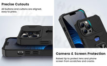 Load image into Gallery viewer, Slide Camera Cover Kickstand Card Wallet Case for iPhone11 X XS 8 Shockproof Protective Phone Case Wallet Case for iPhone With Sliding Camera Case With Kickstand Magnetic Adjustable Ring Holder