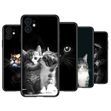 Load image into Gallery viewer, Black Big Eye Cat Cover Phone Case For iPhone 14 13 12 11 Pro Max Mini XS Max X XR Silicone Black Anti-Fingerprint Anti-Fall Clear Soft Anti-Yellow Cover Silicone Case