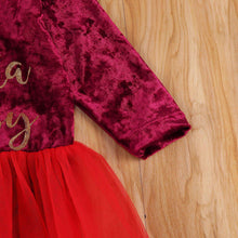 Load image into Gallery viewer, Autumn Baby Girls Christmas Red Long Sleeve Letters Printed Pattern Dress Festival Unique Design