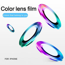 Load image into Gallery viewer, High quality For iPhone 12 Pro Max Metal Ring Tempered Glass Full Cover Camera Lens For iPhone 13 14 Pro Max Mini Protective Cap Camera Lens Protector Compatible with iPhone