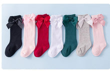 Load image into Gallery viewer, Baby Girls High Long Soft Cotton Lace Big Bow Knee Socks Toddlers Stretchable Material Excellent For Every Occasion