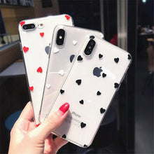 Load image into Gallery viewer, Transparent Phone Case For iPhone 13 12 11 14 Pro Little Dots Love Heart Clear Back Cover Vintage Women Girls Soft Anti-Scratch Protective Cases for iPhone