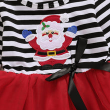 Load image into Gallery viewer, New Dress Baby Girls Christmas Santa Striped Print Dress And Headband Outfits Children