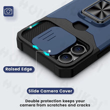 Load image into Gallery viewer, Slide Camera Cover Kickstand Card Wallet Case for iPhone11 X XS 8 Shockproof Protective Phone Case Wallet Case for iPhone With Sliding Camera Case With Kickstand Magnetic Adjustable Ring Holder