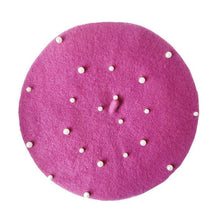 Load image into Gallery viewer, Modern Art Wool Baby Hat with Pearls Cat Candy Color Retro Baby Girl Cap Kids Beret Hats for Girls