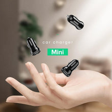 Load image into Gallery viewer, Mini USB Black Car Charger For Mobile Phone Tablet GPS 4.8A Fast Charging Dual USB Car Small Phone Charger Adapter In Car