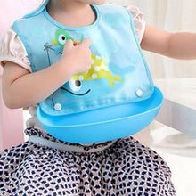 Load image into Gallery viewer, Baby Waterproof Silicone Bibs Burp Cloths Washable Roll Up Crumb Catcher Feeding Bib