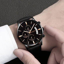 Load image into Gallery viewer, Watches men Fashion Sport Stainless Steel Case Leather Band watch Quartz Business Wristwatch For Men's and Boys