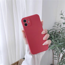 Load image into Gallery viewer, Soft Silicone Candy Color Phone Case For iPhone 13Mini iPhone 14Pro Max Ultra Thin Shockproof Cover Solid Color Shockproof Silicone Case For iPhone