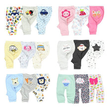 Load image into Gallery viewer, 3/4PCS/SET Newborn Pants Cartoon Design Four Seasons Baby 100%Cotton Soft Girl Pants Baby Boy trousers Pants 0-24M For Kids