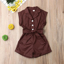 Load image into Gallery viewer, Baby Girls Clothes Sleeveless Turn-down Collar One-Pieces Romper Solid Color Girls Jumpsuit Dress for Girls