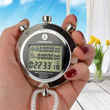 Load image into Gallery viewer, Metal Digital Timer Sports Stopwatch Water Resistant Memory Counter Antimagnetic Chronograph fashionable Waterproof Timer