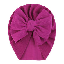 Load image into Gallery viewer, Handamde Elegant Baby Hats for Girls Big Bow Turban Hat Newborn Baby Beanie Cap Solid Color Style
