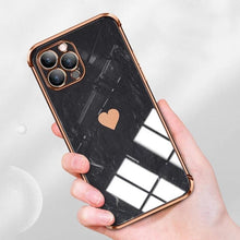 Load image into Gallery viewer, Luxury Shockproof Soft Case For iPhone 13 12 11 Pro Max XS XR X R 8 7 Plus iPhone12 12Pro iPhone11 Marble Texture Covers Luxury Love Phone Case Cute Side Small Heart Pattern Soft Shockproof Full Lens Case for iPhone