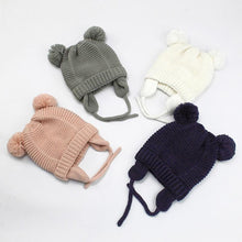 Load image into Gallery viewer, Modern Elegant Baby Knitted Pompom Cap Thick Warm Winter Ear Warm Kids Hat For Boys and Girls For Winter Cap
