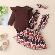 Load image into Gallery viewer, 2 Pcs Newborn Baby Girls Clothes Set Romper Tops Suspender Skirt Dress Thanksgiving Winter Outfits